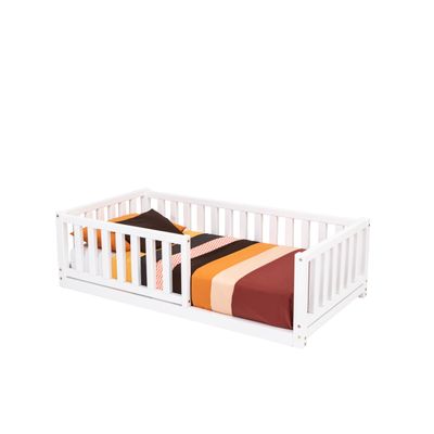 Sweet Home From Wood Montessori Toddler Bed with Rails, Full Size, White