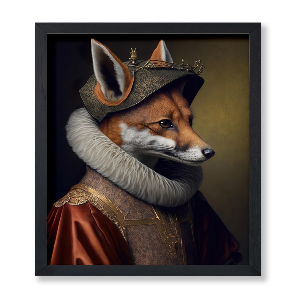Poster Master Aristocratic Fox Poster - Renaissance Print - Portrait Art - Fox Art - Gift for Men, Women & Animal Lover - Funny Decor for Living Room, Bedroom or Kid's Room - 16x20 UNFRAMED Wall Art