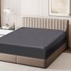 100% Egyptian Cotton Fitted Sheet Cal King Size Only, 600 Thread Count, 8"-16" Deep Pocket Sateen Weave Bottom Sheet, Soft Breathable Hotel Quality, Foot Side Indicator (Cal King, Dark Grey) view 2