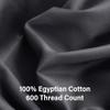 100% Egyptian Cotton Fitted Sheet Cal King Size Only, 600 Thread Count, 8"-16" Deep Pocket Sateen Weave Bottom Sheet, Soft Breathable Hotel Quality, Foot Side Indicator (Cal King, Dark Grey) view 3
