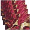 4 PCS of Pink Red Marble Placemats 12x18, Gold Crack Non Slip Place Mats, Abstract Metallic Texture Table Mats for Dining Table, Luxury Shinny Boho Hippie Fluid Placemats view 1