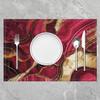 4 PCS of Pink Red Marble Placemats 12x18, Gold Crack Non Slip Place Mats, Abstract Metallic Texture Table Mats for Dining Table, Luxury Shinny Boho Hippie Fluid Placemats view 2
