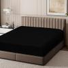 100% Egyptian Cotton Fitted Sheet King Size Only, 600 Thread Count, 8"-16" Deep Pocket Sateen Weave Bottom Sheet, Soft Breathable Hotel Quality, Foot Side Indicator (King, Black) view 2