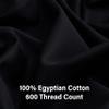 100% Egyptian Cotton Fitted Sheet King Size Only, 600 Thread Count, 8"-16" Deep Pocket Sateen Weave Bottom Sheet, Soft Breathable Hotel Quality, Foot Side Indicator (King, Black) view 3
