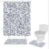 Abstract Grey Bathroom Set with Shower Curtain and Rug and Accessories,36x72 Inches Long Stall Curtain with Small Bath Mat,Bathtub Floor Runner Rug Set,Hooks Modern Minimalist Geometric Aesthetics Art view 2