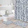 Abstract Grey Bathroom Set with Shower Curtain and Rug and Accessories,36x72 Inches Long Stall Curtain with Small Bath Mat,Bathtub Floor Runner Rug Set,Hooks Modern Minimalist Geometric Aesthetics Art view 3