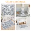 Abstract Grey Bathroom Set with Shower Curtain and Rug and Accessories,36x72 Inches Long Stall Curtain with Small Bath Mat,Bathtub Floor Runner Rug Set,Hooks Modern Minimalist Geometric Aesthetics Art view 4