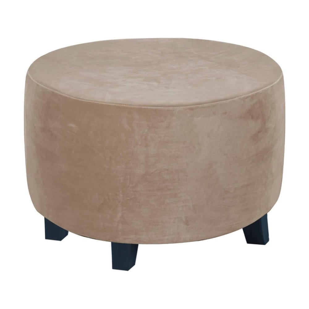 XGANGM Round Ottoman Slipcover Large/Extra Large/Small Stretch Velvet Ottoman Covers White/Grey Footstool Protector Covers Storage Stool with Elastic Bottom,Taupe,1Medium