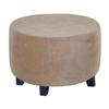 XGANGM Round Ottoman Slipcover Large/Extra Large/Small Stretch Velvet Ottoman Covers White/Grey Footstool Protector Covers Storage Stool with Elastic Bottom,Taupe,1Medium view 1