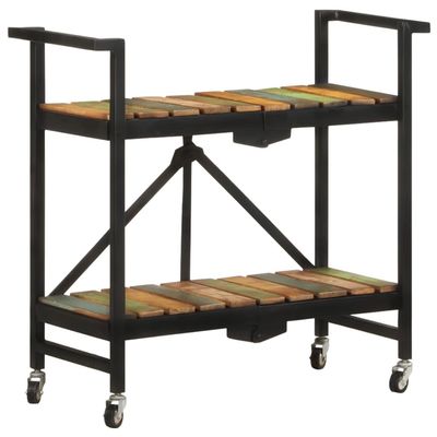 FAMIROSA Kitchen Trolley 34.2"x14.2"x31.9" Solid Reclaimed Wood,Weight:39.2lbs,321711