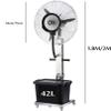 Pealihuy Mobile Industrial Misting Spray Fan Factory Cooling Floor Electric Fan High Power Commercial Atomization Oscillating Fan with Wheels/Pedestal/42L Water Tank (Size : 75CM) view 2