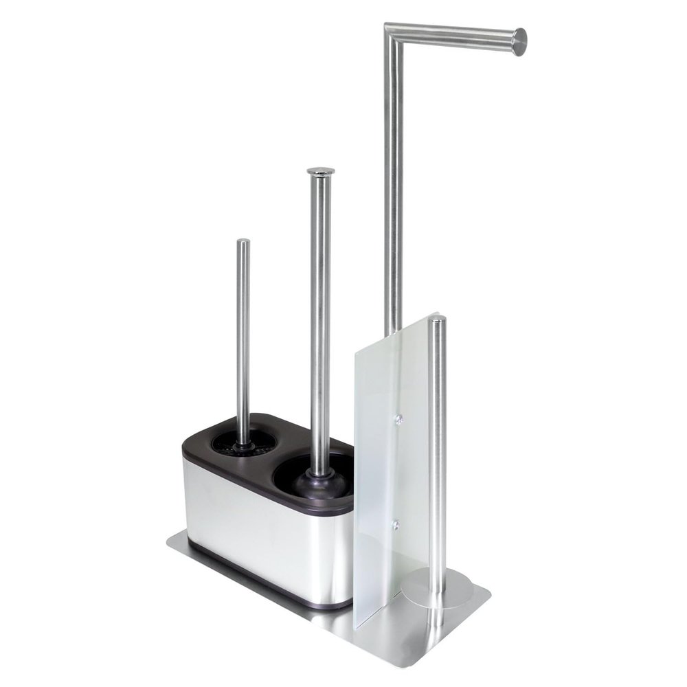 Blue Donuts Modern Bath Set for Bathroom Organization, All in One Toilet Brush, Toilet Plunger, Toilet Paper Holder Stand and Toilet Tissue Paper Storage All in One Combo.