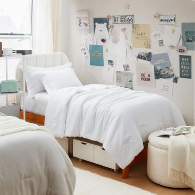 Dorm Haul Cozy College Comforter Set - Twin XL Bedding - White