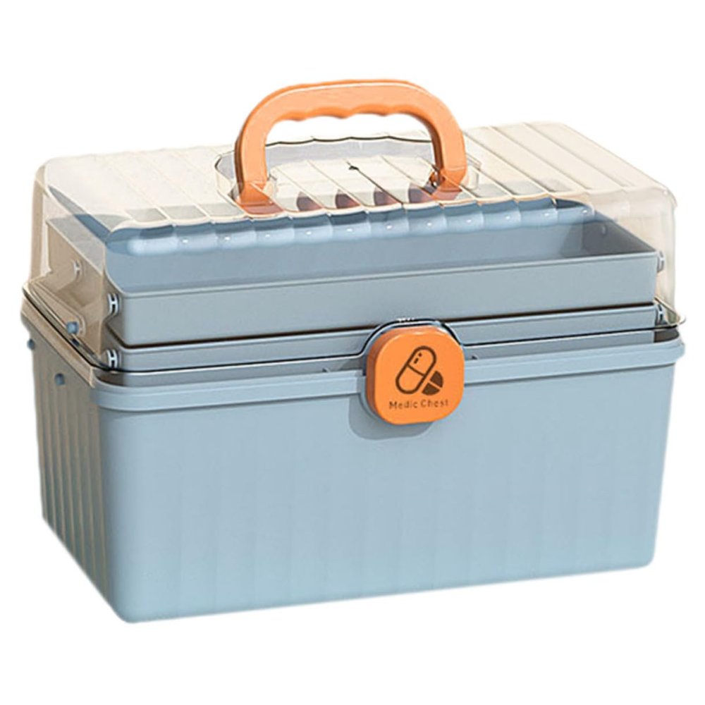Hemoton Box Medicine Case Organizer Container Medicine Storage Tin Carrying Case Portable Kit Vanity Makeup Holder Travel Pp Handle Cabinet