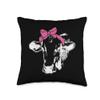 Cow Bow Farmer Wife Farm Animals Farmer Gifts Bow Wife Farm Animals Farmer Cute Cows Lover Throw Pillow, 16x16, Multicolor view 1