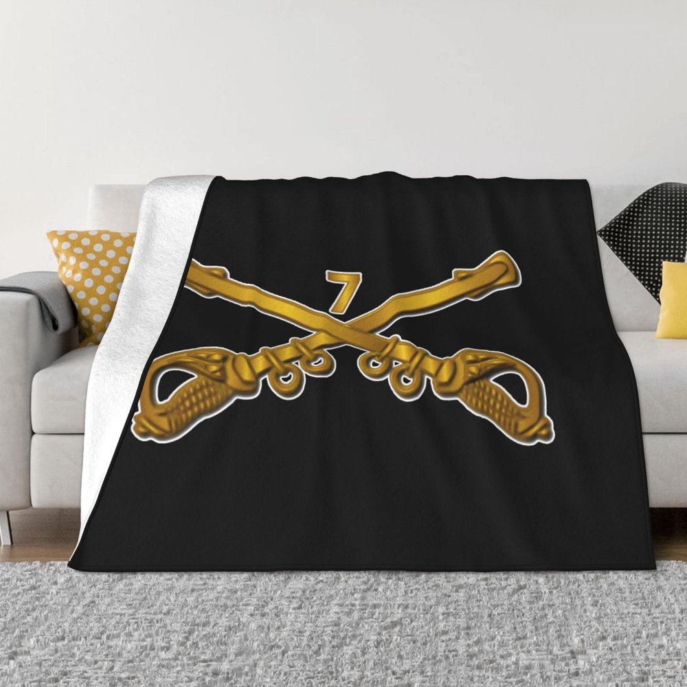 7th Cavalry Branch Wo Txt Cozy Up with Our Ultra-Soft Fleece Blanket - Perfect for Home and Travel 60"x50"