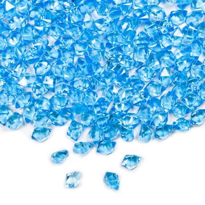 Featuman Blue Crystal Gems Plastic Jewels, 400 Pcs Fake Crystals Acrylic Gems Vase Fillers for Centerpieces, Fake Diamonds Plastic Ice Cubes for Board Gaming, Table Decor, Beach Theme Party
