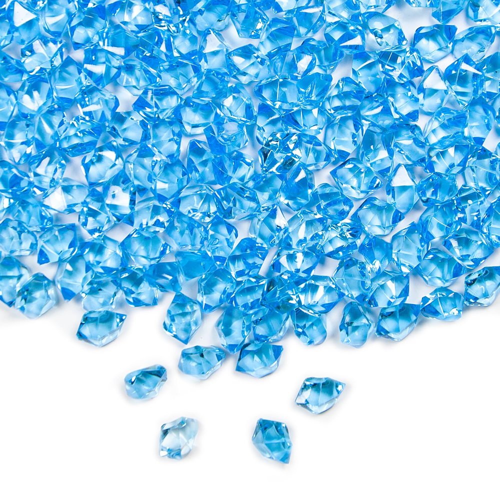Featuman Blue Crystal Gems Plastic Jewels, 400 Pcs Fake Crystals Acrylic Gems Vase Fillers for Centerpieces, Fake Diamonds Plastic Ice Cubes for Board Gaming, Table Decor, Beach Theme Party