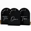 Black Arch Wedding Table Numbers 1-25 with Stands, 5x7 Inch Black Acrylic Arch Sign with Holder, Arched Acrylic Table Numbers for Wedding Reception view 1