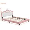 Aiuyesuo Elegant Full Size Upholestered Princess Bed with Crown Headboard, PU Leather Platform Bed with Sturdy Slatted Support for Kids Girls Teens (Pink+White-Full) view 2