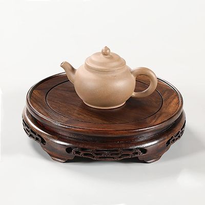 JYDQM Furniture Hand Carved Round Pedestal, Fish Tanks Jade Carving Ornaments Base, Craft Antique Collectible Ebony Wood Display Stand (Color : Inner Diameter, Size : 20cm)
