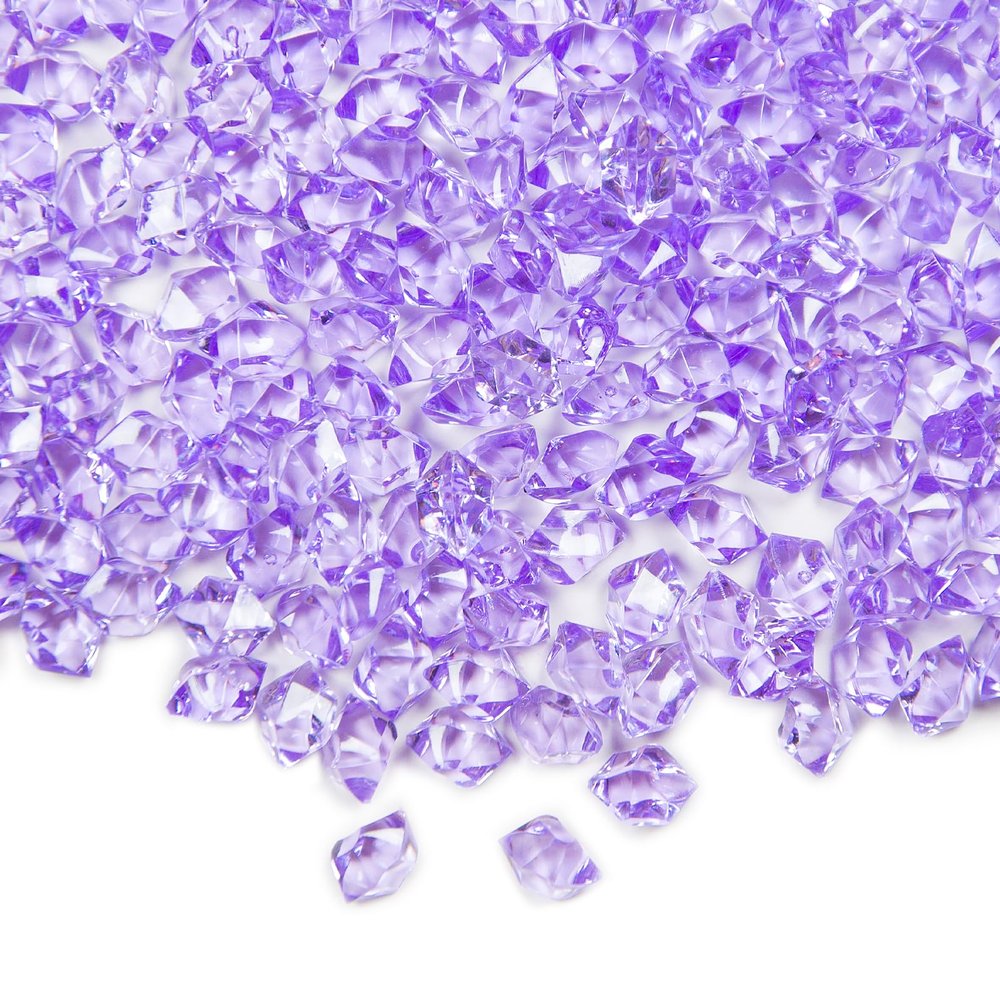 Featuman Purple Crystal Gems Plastic Jewels, 400 Pcs Fake Crystals Acrylic Gems Vase Fillers for Centerpieces, Fake Diamonds Plastic Ice Cubes for Board Gaming, Table Decor, Beach Theme Party