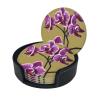 Beautiful Orchids 6-Piece Round Coaster, Anti-Scald and Anti-Smudge Home Essential, Used in Restaurants Kitchen Office view 2