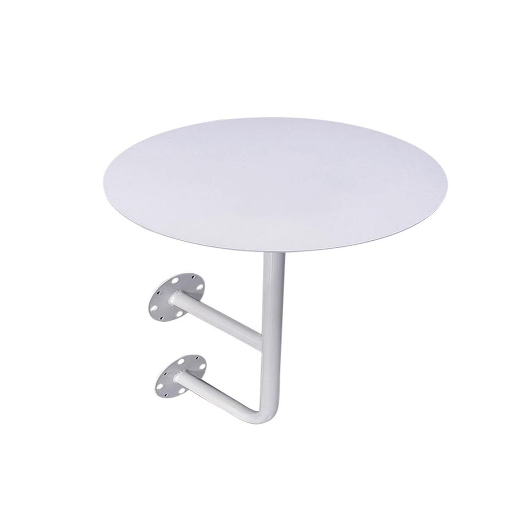 Wall Mounted Small Round Table for Laundry Room Natural Metal Floating Wall Desk for Small Space, Kitchen/Bar/Office/Bedroom/Garage - White (Size : Dia 45cm/17.7in)