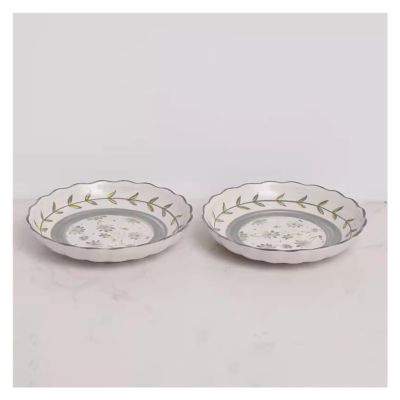 8in Ceramic Dinner Plates - Large Dessert, Salad Plate Set of 2/4/6 for Steak, Pasta, Dinnerware Sets - Porcelain Serving Dishes, Dishwasher, Microwave Safe (Color : 2Pcs)