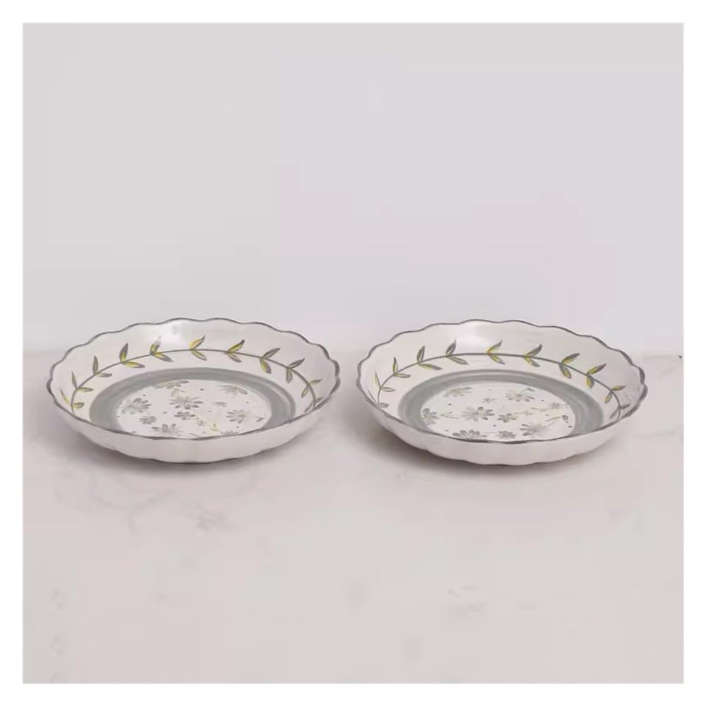 8in Ceramic Dinner Plates - Large Dessert, Salad Plate Set of 2/4/6 for Steak, Pasta, Dinnerware Sets - Porcelain Serving Dishes, Dishwasher, Microwave Safe (Color : 2Pcs)