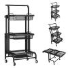 Slim Rolling Storage Cart, 3-Tier Rolling Cart, Metal Utility Cart with Lockable Wheels, Storage Craft Art Cart Trolley Organizer Serving Cart, Storage metal Shelving for Kitchen Bathroom Laundry Room view 1
