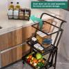 Slim Rolling Storage Cart, 3-Tier Rolling Cart, Metal Utility Cart with Lockable Wheels, Storage Craft Art Cart Trolley Organizer Serving Cart, Storage metal Shelving for Kitchen Bathroom Laundry Room view 3