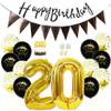Daimay 20th Birthday Party Decorations Gold Black Happy Birthday Latex Confetti Balloons Triangle Flag Banner Number 20 Foil Balloon Cake Topper for Men Women Anniversary Birthday Party Supplies view 1
