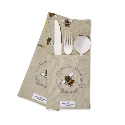Cooksmart 2 Pack Modern Beige Metal Cutlery Holder | Tableware Cutlery Holder For Dining Table - Bumble Bees