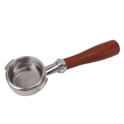 Bottomless Portafilter Compatible with Gevi, Yabano, Beach, Farberware, Oster Nova Prima Latte Espresso Machines with Stainless Steel Filter Basket Wooden Handle (for
