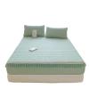 FCLDESHOP Fitted Sheet Soft,Solid Lace Cool Silk Latex Bedding Sheet,Bedroom Guest Room Non-Slip Latex Fitted Sheet Mattress Protector,Light Yellow,90 * 200cm (2pcs) view 2