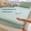 FCLDESHOP Fitted Sheet Soft,Solid Lace Cool Silk Latex Bedding Sheet,Bedroom Guest Room Non-Slip Latex Fitted Sheet Mattress Protector,Light Yellow,90 * 200cm (2pcs) view 4
