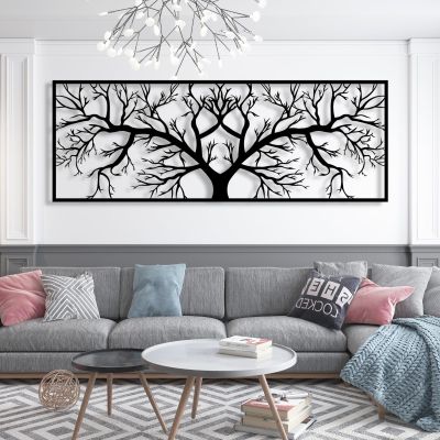 Tree of Life Metal Wall Art, Tree of Life Wall Art, Tree Branches Wall Decor, Oversize Metal Wall Hanging, Nature Lover Gift, Modern Home Deco, Housewarming Gift (74" x 27" | 188 x 68 cm (consist of 2