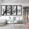 Metal Wall Decor, Tree of Life Wall Art, 4 Panels Metal Tree Wall Art, Tree Sign, Metal Wall Decor, Metal Wall Decor, Home Wall Hangings, Family Tree Wall Decor, Tree of Life Decor (79"W x 39"H / 200x100 cm, black) view 2