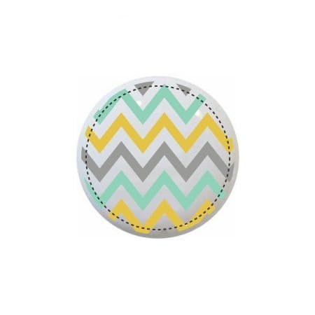 Aqua Gold Gray Circles ebd Stripe Polka Dot Zig-zagged Stripes - Farm Fresh Knobs Design Ceramic Cabinet Kitchen Bathroom Bedroom Furniture Handles or Pulls w/Glossy Finish 1.5 x 1.5 Inches (3)