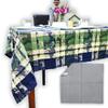Sweet Us Berry Blossom Plaid Floral Vine Jacquard Cotton Tablecloth and One Gray Napkin, Floral Kitchen Dining Table Cloth, Table Cover for Indoor and Outdoors, Minty Meadow, 60 x 90 in view 1