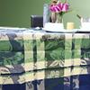 Sweet Us Berry Blossom Plaid Floral Vine Jacquard Cotton Tablecloth and One Gray Napkin, Floral Kitchen Dining Table Cloth, Table Cover for Indoor and Outdoors, Minty Meadow, 60 x 90 in view 3