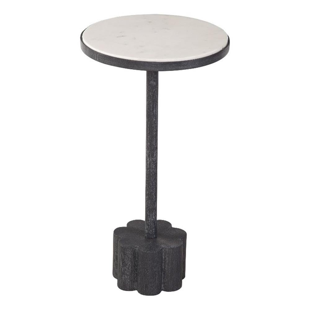 Bassett Mirror Company Sprout Accent Table in Black Metal and White Marble