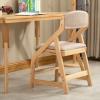 GMZ&KEHC Height Adjustable Study Chair, Made of Rubber Wood, Ergonomic Design Sitting Posture Correction with Comfortable Backrest, for Studying, Reading,B view 3