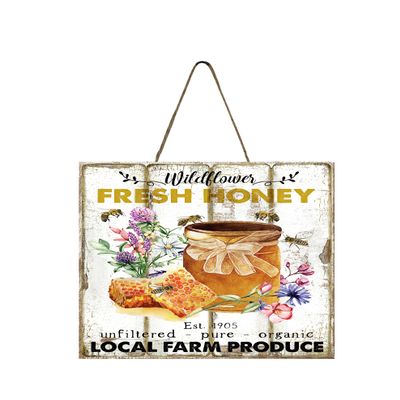 Wood Mini Sign 5" x 5" (5 X 5 Inches, Wildflower Fresh Honey)