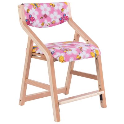 GMZ&KEHC Kids Study Chair with Adjustable Pedal, Made of Bent Wood,Ergonomic Design Sitting Posture Correction with Comfortable Backrest, 6 Level Height Adjustable,D