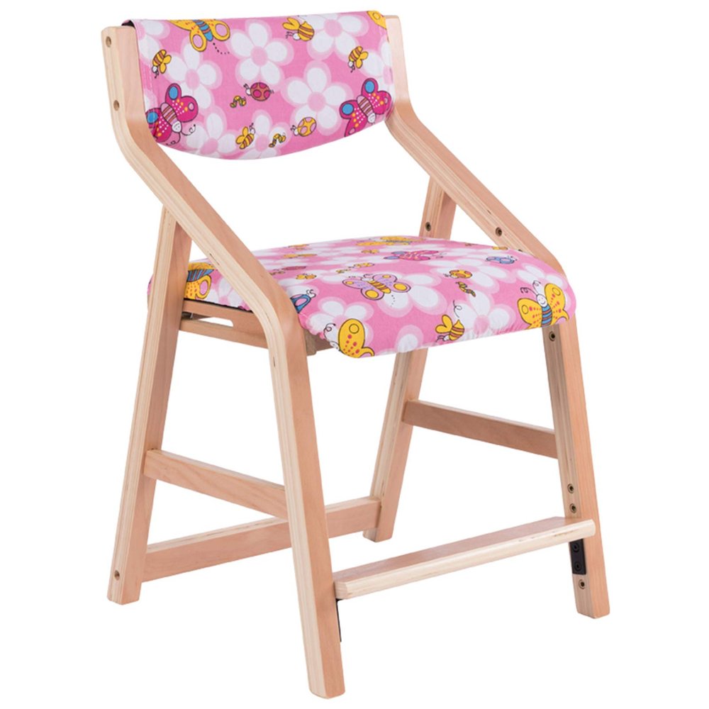GMZ&KEHC Kids Study Chair with Adjustable Pedal, Made of Bent Wood,Ergonomic Design Sitting Posture Correction with Comfortable Backrest, 6 Level Height Adjustable,D