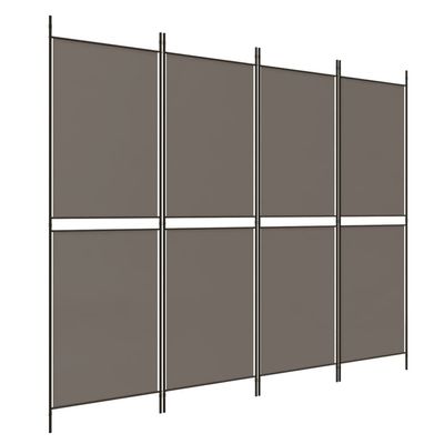 4 Panel Room Divider Wall Folding Privacy Screens with Metal Frame Freestanding Partition for Home Office Bedroom, Anthracite 78.7"x78.7" Fabric
