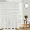DOSLY IDES Farmhouse Ruffle Shower Curtain,Gray Striped Patchwork,Coutry and Shabby Chic Style,72x72 in view 1