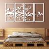 ICEWQOQU Metal Wall Art - 4 Panel Tree of Life & Bird Sign - Living Room Wall Decor (40" W x 20" H / 100x50 cm, White) view 1